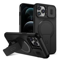 KEYSION Shockproof Magnetic Case for iPhone 11 12 Pro Max Slide Camera Lens Protect Kickstand Wireless Charging Phone Back Cover for iPhone 11 juoda
