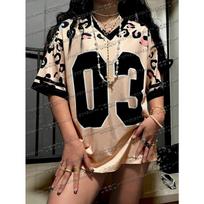 Summer Leopard Print T-shirt Trendy Streetwear Casual Short Sleeve T-Shirt For Sexy Women Graphic Tees Women Tops M gray
