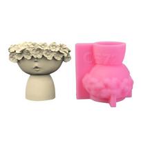 Succulent Flower Pots Mold Little Girl Pen Holder Silicone Mould Concrete Plaster Planter Vase Mold Epoxy Resin Molds 1