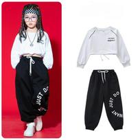 Girls' Jazz Dance Costumes, Autumn Children's Hip-hop Dance Umbilical Suits, Girls' Fried Street Trendy Clothes, Girls' Hip-hop Costumes 160