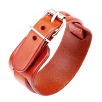 Vintage Punk Adjustable Wrist Cuff Bracelet Double Strap Leather Wristband Unisex Hand Accessory oranžinė