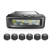 6 ratų saulės TPMS automobilio padangų slėgio signalizacija su 6 išoriniais jutikliais, skaitmeninis padangų slėgio ir temperatūros realaus laiko duomenų stebėjimas ir USB įkrovimas with 6 External Sensors