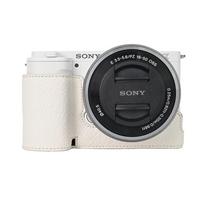 ZVE10 PU Odos Pusiau Kūno Kameros Dėklas Sony ZVE10 ZV-E10 Magnetiniu Dugnu Atsidarančiu Dangteliu balta