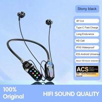 Belaidės ausinės su kaklo juosta HD ekranu Bluetooth 5.4 Ausinės HiFi stereo Vandeniui atsparios sportinės ausinės Palaiko TF kortelę