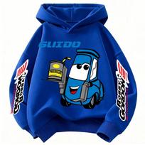 Car Lightning McQueen Cartoon Children Hooded Sweatshirt Boy Girl Autumn Winter Daily Outdoor Casual Warm Soft Sportswear 110