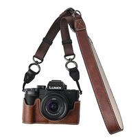 Litchi PU odos pusiau dėklas fotoaparatui Panasonic Lumix G100K su dugine atidarymo magnetine dangteliu ir dirželiu
