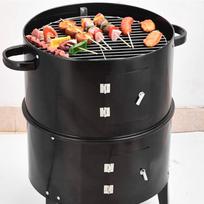 BBQ Rūkykla Vertikali Anglies Rūkykla 3 viename 3 Sluoksnių Grilis Barbecue Rūkykla BBQ Grilis su Termometru Maisto Gaminimui Anglies Rūkykla juoda
