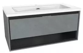 kielle Meara - Praustuvo spintelė su apatine spintele 90 cm, betono/matinės juodos spalvos 50026S905