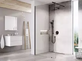 Ravak Walk-In - sieninė dušo kabina Walk-In 70x200 cm, juoda/skaidrus stiklas GW9W1030SZ1