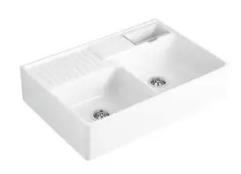 Villeroy & Boch virtuvės kriauklės - keraminė kriauklė 90x63 cm su sifonu, CeramicPlus, Alpių baltumo 632391R1