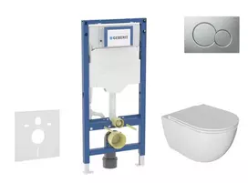Geberit Duofix potinkinio modulio komplektas, WC Oudee su minkšto uždarymo dangčiu ir Sigma01 nuleidimo mygtuku, matinio chromo lakas SANI11CA1123B