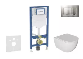 Geberit Duofix potinkinio modulio komplektas, WC Oudee su minkšto uždarymo dangčiu ir Sigma30 nuleidimo mygtuku, matinio chromo lakas / chromas SANI11CA1122B