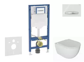Geberit Duofix potinkinio modulio komplektas, WC Oudee su minkšto uždarymo dangčiu ir Sigma50 nuleidimo mygtuku, chromas / Alpių balta SANI11CA3134B