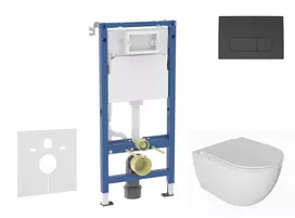 Geberit Duofix - potinkinio modulio komplektas, WC Oudee su minkšto uždarymo dangčiu ir Delta50 nuleidimo mygtuku, juodas matinis SANI11CA5132B