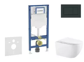 Geberit Duofix - potinkinio modulio komplektas, WC Gaia su švelnaus uždarymo dangčiu ir Sigma30 nuleidimo mygtuku, blizgi juoda / matinė juoda SANI11CA5136B