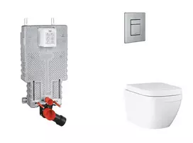 Grohe Uniset - Pakabinamo rėmo komplektas, unitazas su švelnaus uždarymo dangčiu ir Skate Cosmopolitan nuleidimo mygtuku, Triple Vortex, šlifuoto nerūdijančio plieno SANI15BB2106