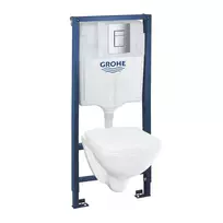 Grohe Solido - Potinkinis montavimo komplektas, klozeto ir unitazo dangčio švelnaus uždarymo sistema, nuleidimo plokštelė Even, chromuotas 39467000