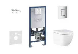 Grohe Rapid SLX - Potinkinis montavimo komplektas, unitazas su dangčiu, Skate Cosmopolitan S mygtukas, be rėmelio, SoftClose 39603SET-KX