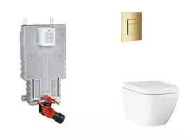 Grohe Uniset - Pakabinamo elemento komplektas, WC su švelnaus uždarymo dangčiu ir Skate Cosmopolitan nuleidimo mygtuku, Triple Vortex, Cool Sunrise SANI15BB4107