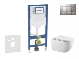 Geberit Duofix potinkinio modulio komplektas, Gaia WC su minkšto uždarymo dangčiu ir Sigma30 nuleidimo mygtuku, matinis chromas/chromas SANI11CA1134B