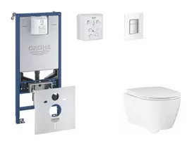 Grohe Rapid SLX - Pakabinamo elemento komplektas, WC su švelnaus uždarymo dangčiu ir Skate Cosmopolitan nuleidimo mygtuku, Moon White SANI11BB3115