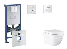 Grohe Rapid SLX - Pakabinamo elemento komplektas, WC su švelnaus uždarymo dangčiu ir Arena Cosmopolitan nuleidimo mygtuku, Triple Vortex, Alpine White SANI11BB3108