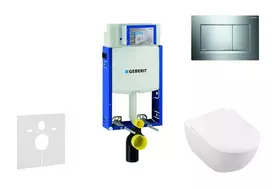 Geberit Kombifix - Potinkinis montavimo komplektas, unitazas su Subway 2.0 dangčiu, DirectFlush, SoftClose, CeramicPlus, Sigma30 mygtuko paspaudimo plokštelė, poliruotas chromas / matinis chromas 110.302.00.5 NI6