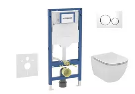 Geberit Duofix potinkinio modulio komplektas, Tesi WC su minkšto uždarymo dangčiu ir Sigma20 nuleidimo mygtuku, baltas / blizgus chromas SANI11CD3135