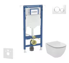 Geberit Duofix potinkinio modulio komplektas, Ideal Standard Tesi WC ir dangtis, Sigma20 mygtukai, baltas/blizgus chromas SANI11CD3126