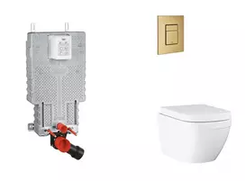 Grohe Uniset - Pakabinamo elemento komplektas, WC su švelnaus uždarymo dangčiu ir Skate Cosmopolitan nuleidimo mygtuku, Triple Vortex, šukuotas Cool Sunrise SANI15BB4106