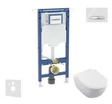 Geberit Duofix - potinkinio elemento komplektas, Villeroy & Boch unitazas ir sėdynė, Sigma50 mygtukai, DirectFlush, SoftClose, CeramicPlus, Alpine White SANI11CK3117
