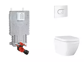 Grohe Uniset - Pakabinamo elemento komplektas, WC su švelnaus uždarymo dangčiu ir Arena Cosmopolitan nuleidimo mygtuku, Triple Vortex, Alpine White SANI15BB3108