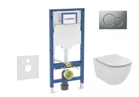Geberit Duofix potinkinio modulio komplektas, Tesi WC su minkšto uždarymo dangčiu ir Sigma01 nuleidimo mygtuku, matinis chromas SANI11CD2134