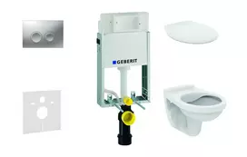 Geberit Kombifix - Pakabinamo unitazo Alpha su dangčiu ir mygtuko Delta21 mygtuku montavimo elementas, matinis chromas 110.100.00.1 NR3