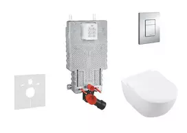 Grohe Uniset - potinkinis klozeto komplektas, unitazas su Subway 2.0 dangčiu, DirectFlush, SoftClose, CermaicPlus, Skate Cosmo mygtuko plokštelė, chromas 38643SET-KI