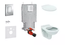 Grohe Uniset - Pakabinamo elemento komplektas, Alpha unitazas su dangčiu, Skate Cosmopolitan nuleidimo plokštelė, chromas 38643SET-KR