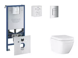 Grohe Rapid SLX - Pakabinamo elemento komplektas, WC su švelnaus uždarymo dangčiu ir Skate Cosmopolitan nuleidimo mygtuku, Triple Vortex, chromas SANI11BB2104
