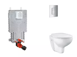 Grohe Uniset - Pakabinamo elemento komplektas, unitazas su minkšto uždarymo dangčiu ir Skate Cosmopolitan nuleidimo mygtuku, chromuotas SANI15BB2101