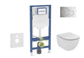 Geberit Duofix potinkinio modulio komplektas, Tesi WC su minkšto uždarymo dangčiu ir Sigma01 nuleidimo mygtuku, blizgus chromas SANI11CD1133