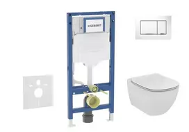 Geberit Duofix potinkinio modulio komplektas, Tesi WC su švelnaus uždarymo dangčiu ir Sigma30 nuleidimo mygtuku, baltas / blizgus chromas SANI11CD3136