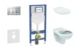 Geberit Duofix potinkinio modulio komplektas, Alpha WC su dangčiu ir Sigma30 nuleidimo mygtuku, matinis chromas/chromas SANI11CD2130