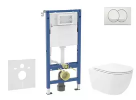 Geberit Duofix potinkinio modulio komplektas, WC Oudee Vortex su minkšto uždarymo dangčiu ir Delta nuleidimo mygtuku, baltas SANI11CA3191B