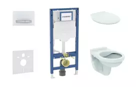 Geberit Duofix potinkinio modulio komplektas, Alpha unitazas su dangčiu ir Sigma50 nuleidimo mygtuku, Alpine White SANI11CD3131