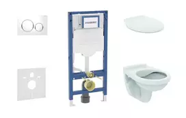 Geberit Duofix potinkinio modulio komplektas, Alpha unitazas su dangčiu ir Sigma20 nuleidimo mygtuku, baltas/chromuotas SANI11CD3127