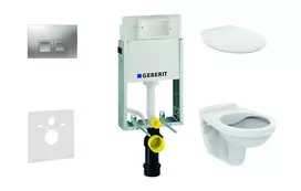 Geberit Kombifix - Pakabinamo unitazo Alpha su dangčiu montavimo elementas su mygtuko Delta35 nuleidimo mygtuku, matinis chromas 110.100.00.1 NR6
