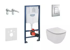 Grohe Rapid SL - Komplektas: Potinkinis rėmas, klozetas ir sėdynė Ideal Standard, Aquablade, SoftClose, Skate Cosmo mygtukas, chromas 38528SET-KU