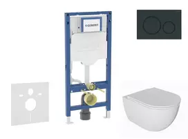 Geberit Duofix - potinkinio modulio komplektas, WC Oudee su švelnaus uždarymo dangčiu ir Sigma20 nuleidimo mygtuku, blizgi juoda / matinė juoda SANI11CA5131B