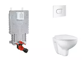 Grohe Uniset - Pakabinamo elemento komplektas, unitazas su švelnaus uždarymo dangčiu ir Arena Cosmopolitan nuleidimo mygtuku, Alpine White SANI15BB3104