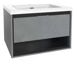 kielle Meara - Praustuvo spintelė su apatine spintele 60 cm, betono/matinės juodos spalvos 50026S605