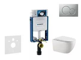 Geberit Kombifix - potinkinio modulio komplektas, Gaia WC su minkšto uždarymo dangčiu ir Sigma01 nuleidimo mygtuku, matinio chromo lakas SANI15CA1125